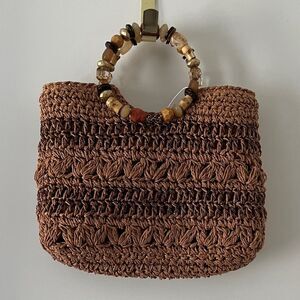 Cappelli Straworld Inc Elegant Crochet Tote with Beaded Handle NWOT